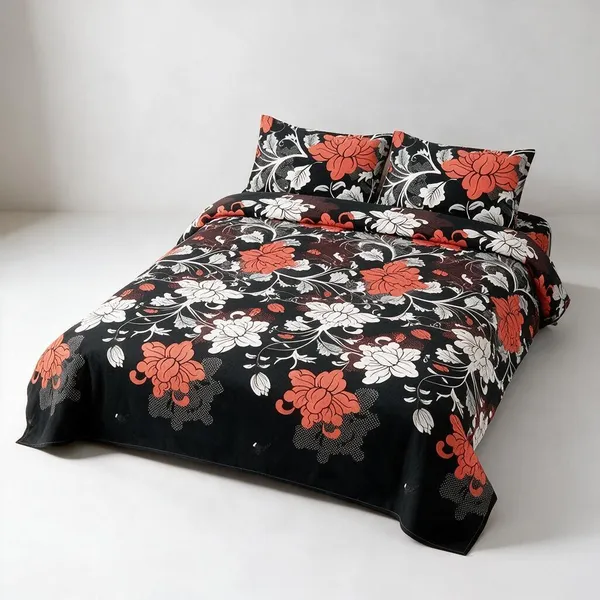 Cotton_Polyester_Blend_Black_Floral_Print_Double_Bedsheet