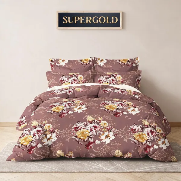 Cotton_Polyester_Blend_Mauve_Floral_Print_Double_Bedsheet
