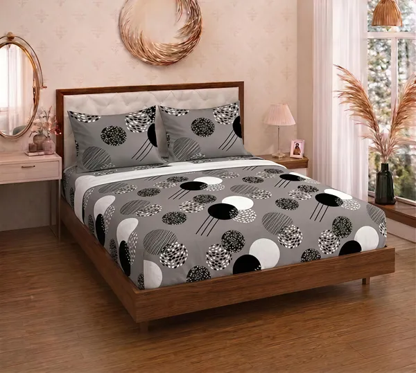 Cotton_Polyester_Blend_Grey_Geometric_Print_Fitted_Bedsheet