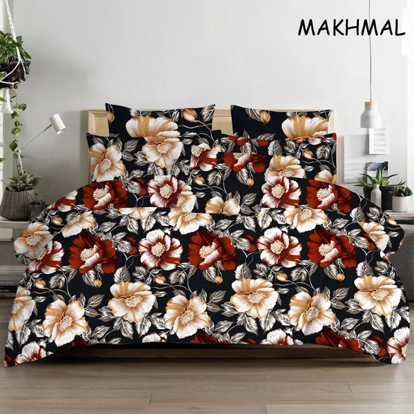 Black_Floral_Print_Bedsheet_Set