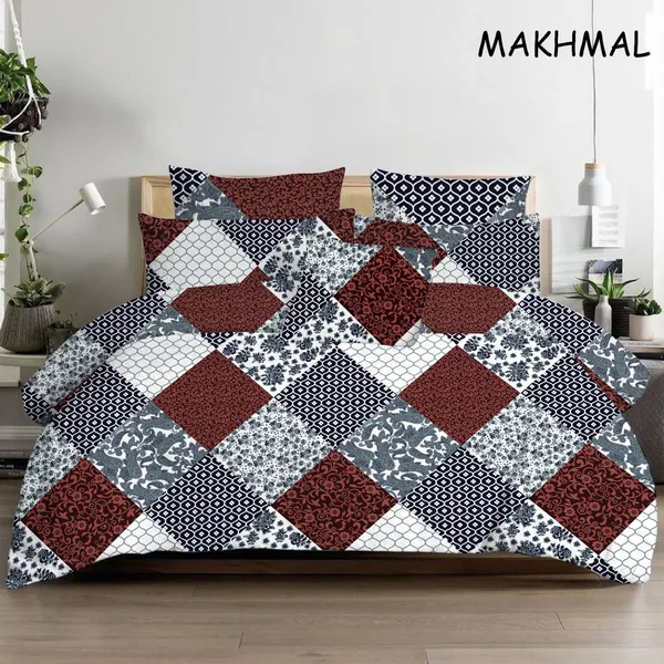 Multicolour_Geometric_Patchwork_Print_Double_Bedsheet