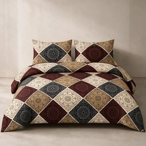 Cotton_Polyester_Blend_Multicolour_Geometric_Medallion_Print_Double_Bedsheet