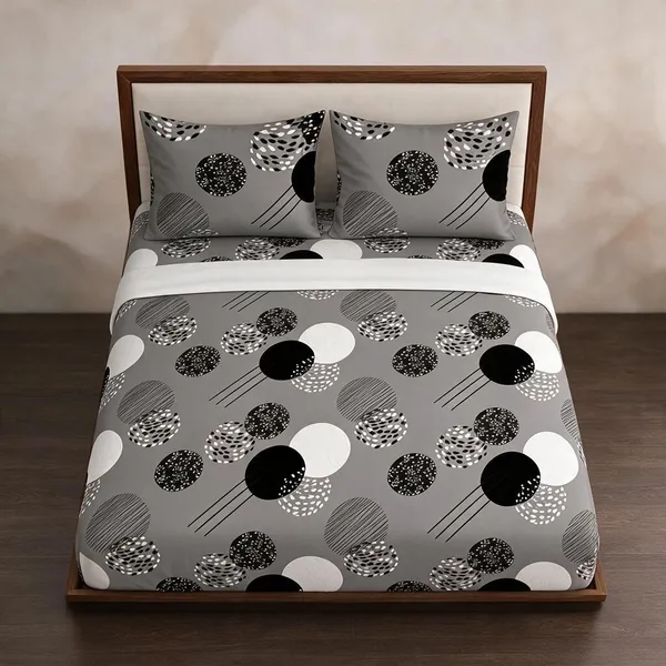 Cotton_Polyester_Blend_Grey_Geometric_Print_Fitted_Bedsheet
