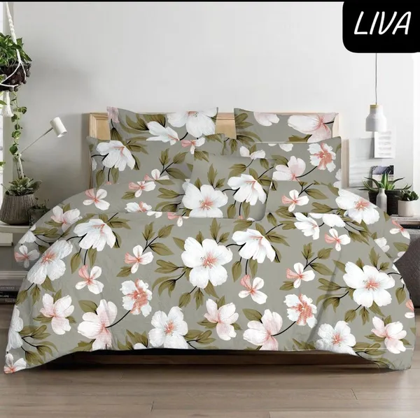 Grey_Floral_Print_Bedsheet_Set