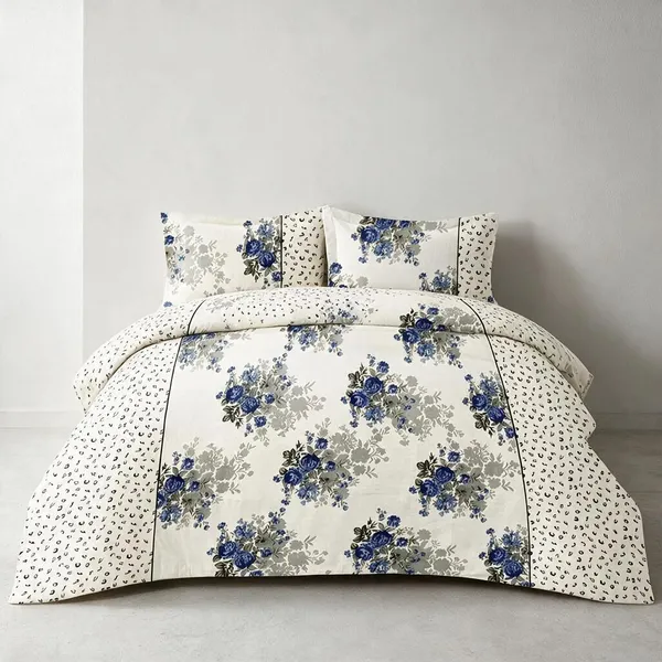 Cotton_Polyester_Blend_White_Floral_Cluster_Print_Double_Bedsheet