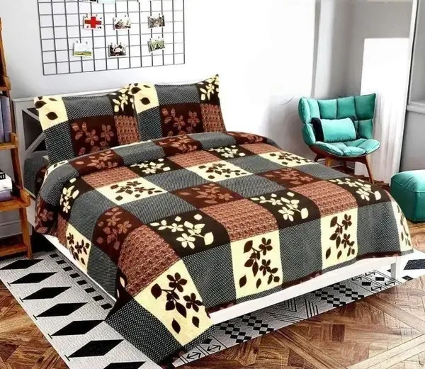 Cotton_Polyester_Blend_Patchwork_Floral_Geometric_Print_King_Bedsheet
