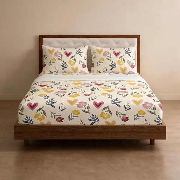 Cotton_Polyester_Blend_Multicolour_Floral_Print_Fitted_Bedsheet