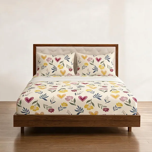 Cotton_Polyester_Blend_Multicolour_Floral_Print_Fitted_Bedsheet