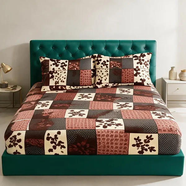 Cotton_Polyester_Blend_Multicolour_Patchwork_Floral_Fitted_Bedsheet