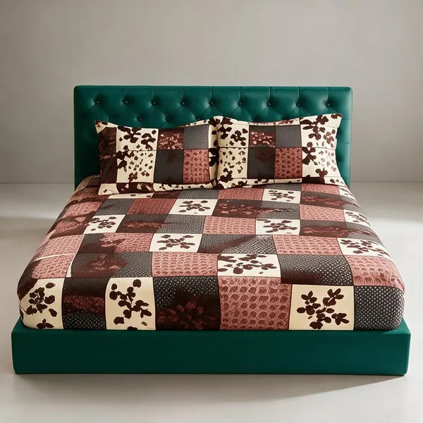 Cotton_Polyester_Blend_Multicolour_Patchwork_Floral_Fitted_Bedsheet