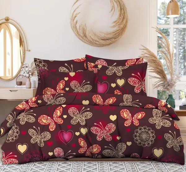 Cotton_Polyester_Blend_Maroon_Butterfly_Ornamental_Print_Double_Bedsheet