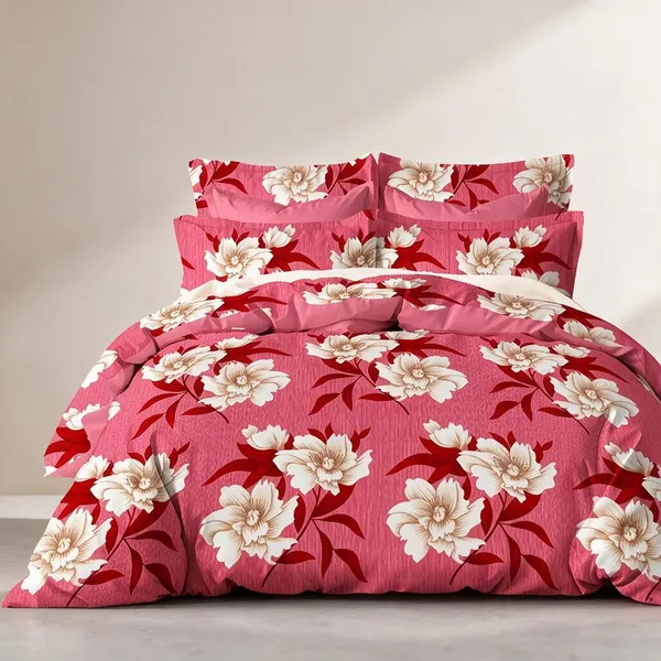 Cotton_Polyester_Blend_Pink_Floral_Print_Double_Bedsheet