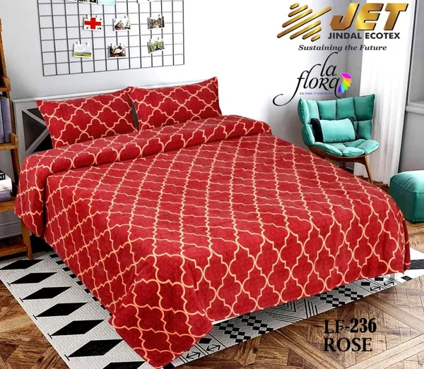 Cotton_Polyester_Blend_Red_Geometric_Lattice_Print_Double_Bedsheet