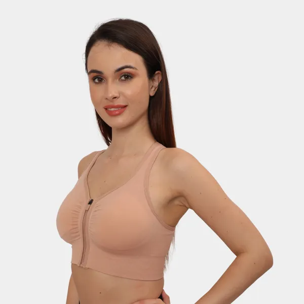 Padded_Wirefree_Front_Zip_Closure_Sports_Bra_Medium_Impact_Yoga_Bras_Racerback_Workout_Gym_Bra