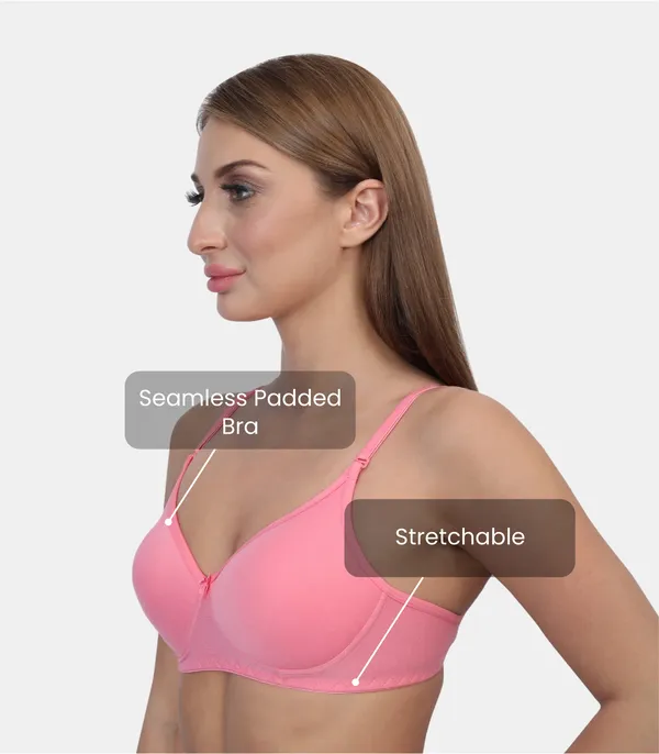 Pc_Interlock_Fabric_Full_Coverage_Padded_Non-Wired_Adjustable_&_Removable_Straps_Tshirt_Bra,_B_Cup