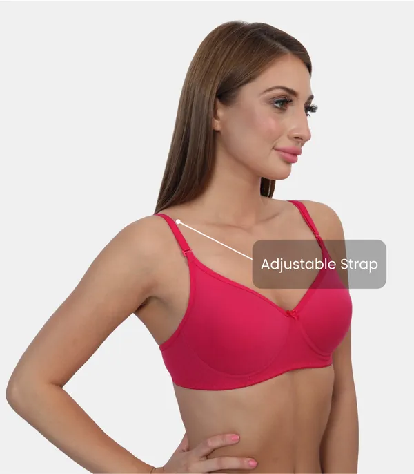 PC_Interlock_Fabric_Full_Coverage_Padded_Non-Wired_Adjustable_&_Removable_Straps_Tshirt_Bra,_B_Cup