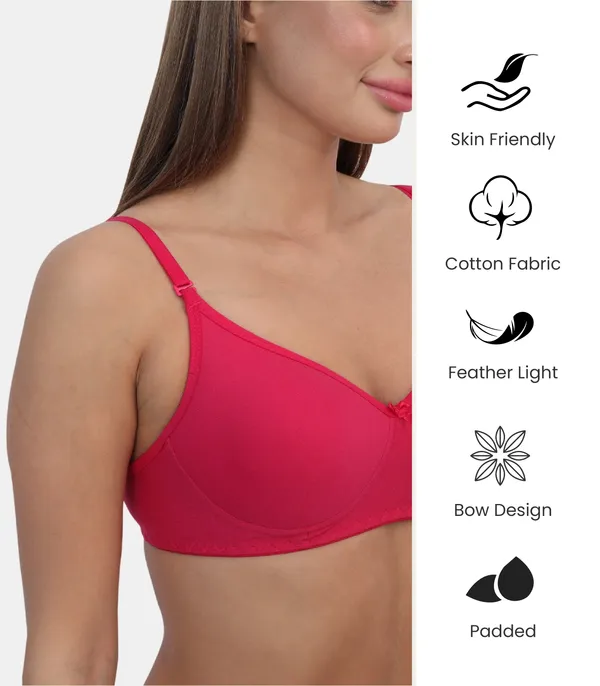 PC_Interlock_Fabric_Full_Coverage_Padded_Non-Wired_Adjustable_&_Removable_Straps_Tshirt_Bra,_B_Cup