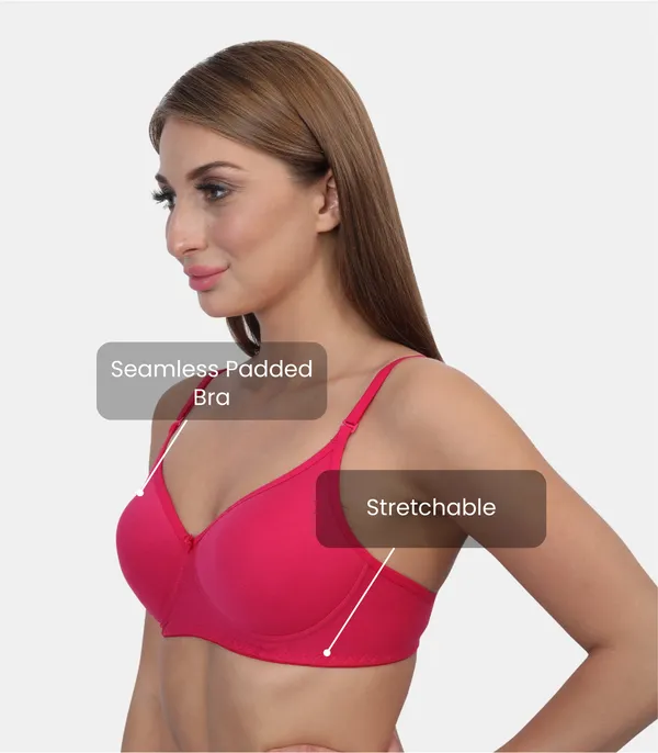 Pc_Interlock_Fabric_Full_Coverage_Padded_Non-Wired_Adjustable_&_Removable_Straps_Tshirt_Bra,_B_Cup