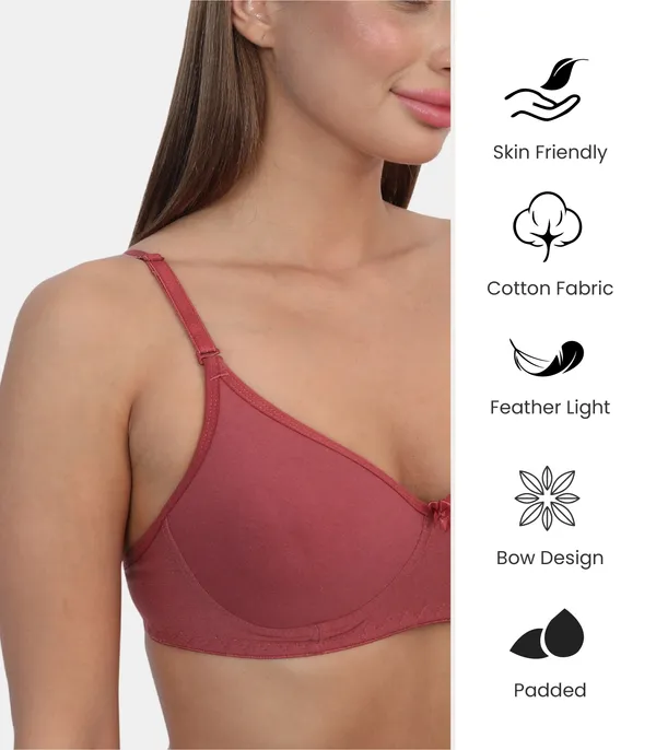 PC_Interlock_Fabric_Full_Coverage_Padded_Non-Wired_Adjustable_&_Removable_Straps_Tshirt_Bra,_B_Cup