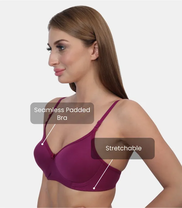 PC_Interlock_Fabric_Full_Coverage_Padded_Non-Wired_Adjustable_&_Removable_Straps_Tshirt_Bra,_B_Cup