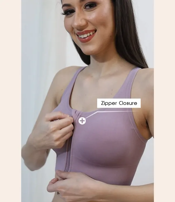 Womens_Zipper_Front_Sports_Bra_Padded_Wire_Free_Full_Coverage_Yoga_Running_Gym_Wear_With_Criss