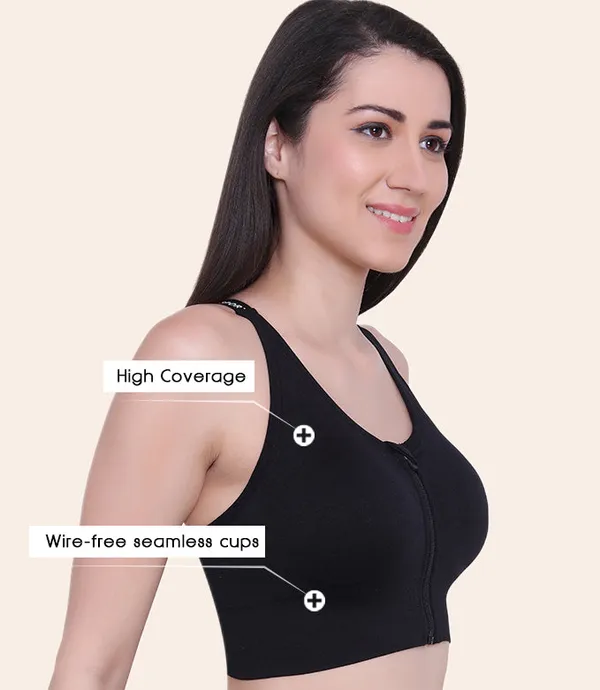 Womens_Zipper_Front_Sports_Bra_Padded_Wire_Free_Full_Coverage_Yoga_Running_Gym_Wear_With_Criss