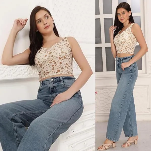 Floral_Crop_Top_|_Blend_Sleeveless_V-Neck_Top_|_Stylish_Summer_Wear_|_Printed_Western_Top