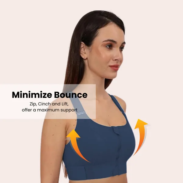 Padded_High_Impact_Front_Zip_Compression_Sports_Bra_Criss_Cross_Back_Adjustable_Velcro_Strap