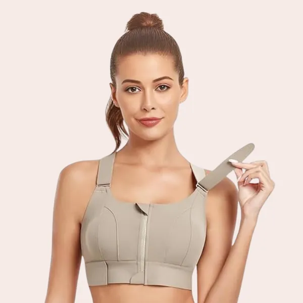 Padded_High_Impact_Front_Zip_Compression_Sports_Bra_Criss_Cross_Back_Adjustable_Velcro_Strap