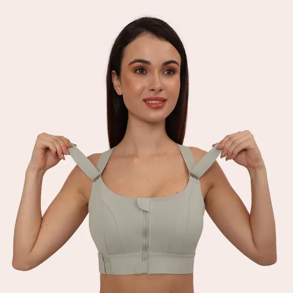 Padded_High_Impact_Front_Zip_Compression_Sports_Bra_Criss_Cross_Back_Adjustable_Velcro_Strap
