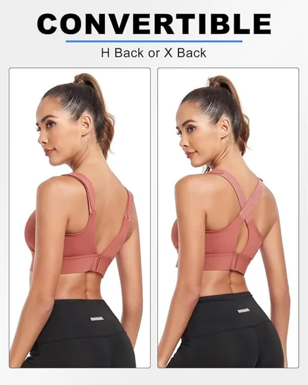 Padded_High_Impact_Front_Zip_Compression_Sports_Bra_Criss_Cross_Back_Adjustable_Velcro_Strap