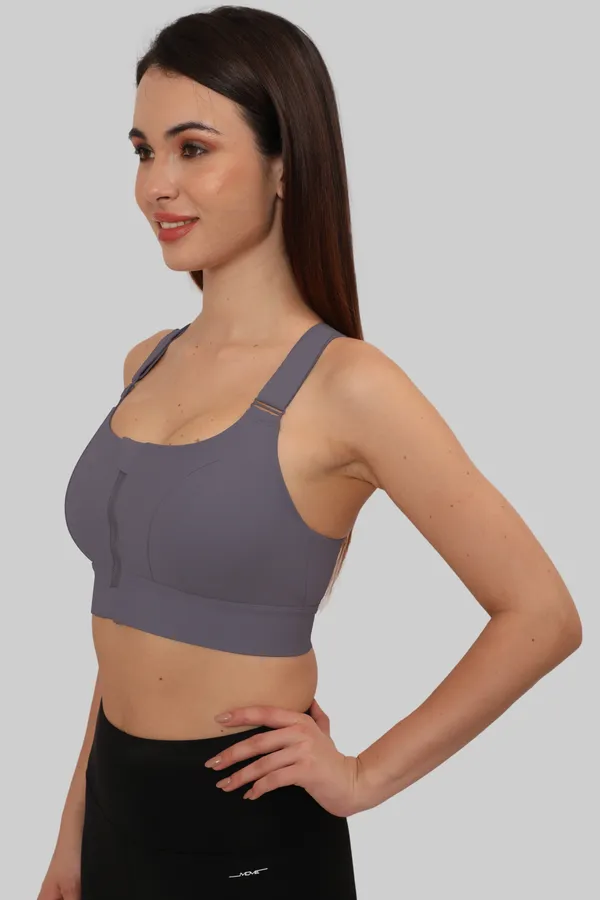 Padded_High_Impact_Front_Zip_Compression_Sports_Bra_Criss_Cross_Back_Adjustable_Velcro_Strap