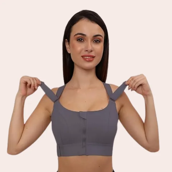 Padded_High_Impact_Front_Zip_Compression_Sports_Bra_Criss_Cross_Back_Adjustable_Velcro_Strap