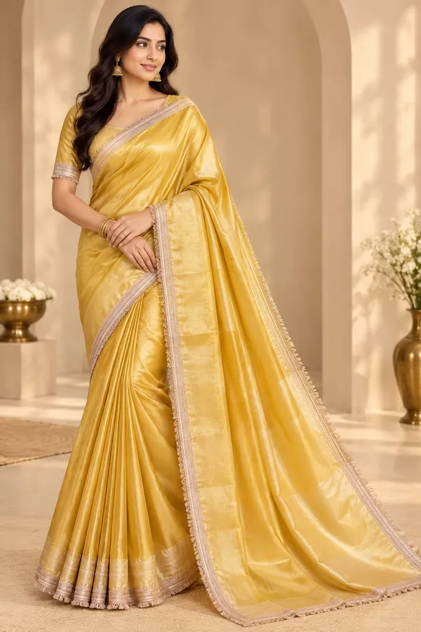 Golden_Yellow_Mashru_Silk_Saree_With_Blouse_Piece_For_Women