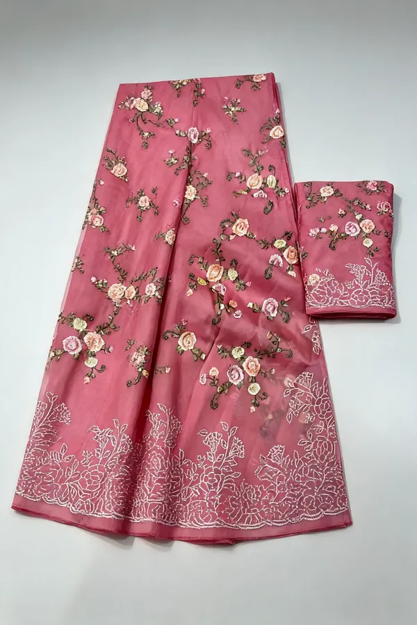 Pink_Embroidery_Organza_Saree_With_Blouse_Piece_For_Women