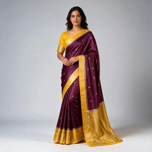 Maroon_Raw_Mango_Silk_Saree_With_Blouse_Piece_For_Women