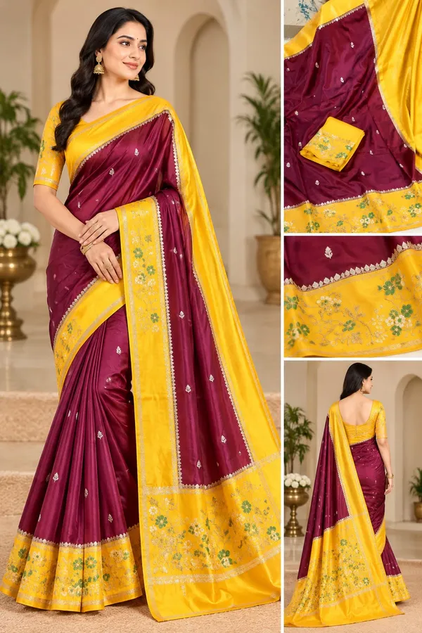 Maroon_Raw_Mango_Silk_Saree_With_Blouse_Piece_For_Women
