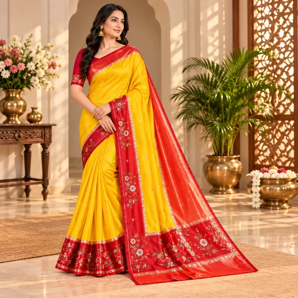 Yellow_Raw_Mango_Silk_Saree_With_Blouse_Piece_For_Women