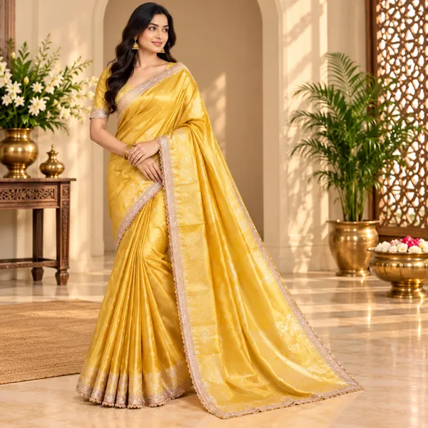 Golden_Yellow_Mashru_Silk_Saree_With_Blouse_Piece_For_Women