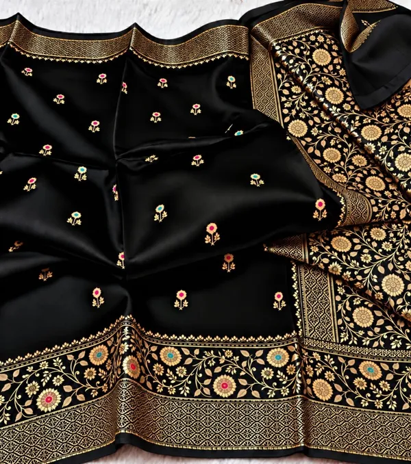 Black_Organza_Saree_With_Blouse_Piece_For_Women