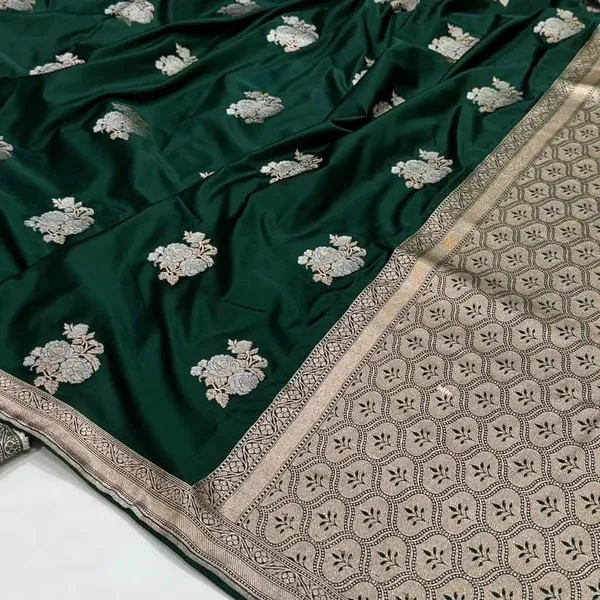 Green_Mashru_Silk_Saree_With_Blouse_Piece_For_Women
