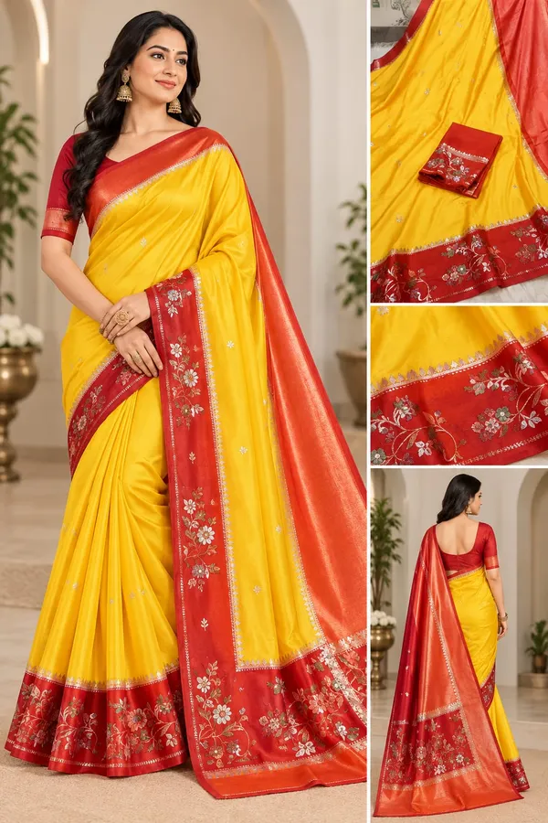 Yellow_Raw_Mango_Silk_Saree_With_Blouse_Piece_For_Women
