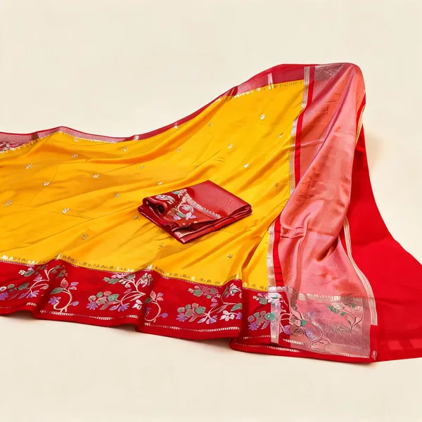 Yellow_Raw_Mango_Silk_Saree_With_Blouse_Piece_For_Women