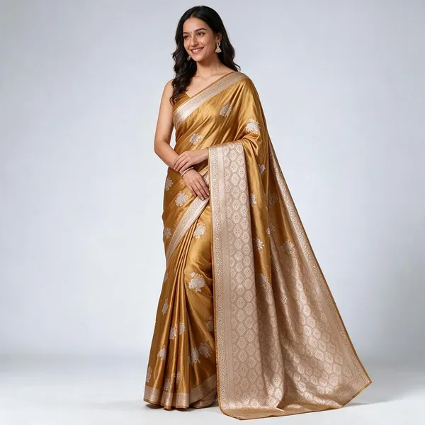 Mustard_Mashru_Silk_Saree_With_Blouse_Piece_For_Women