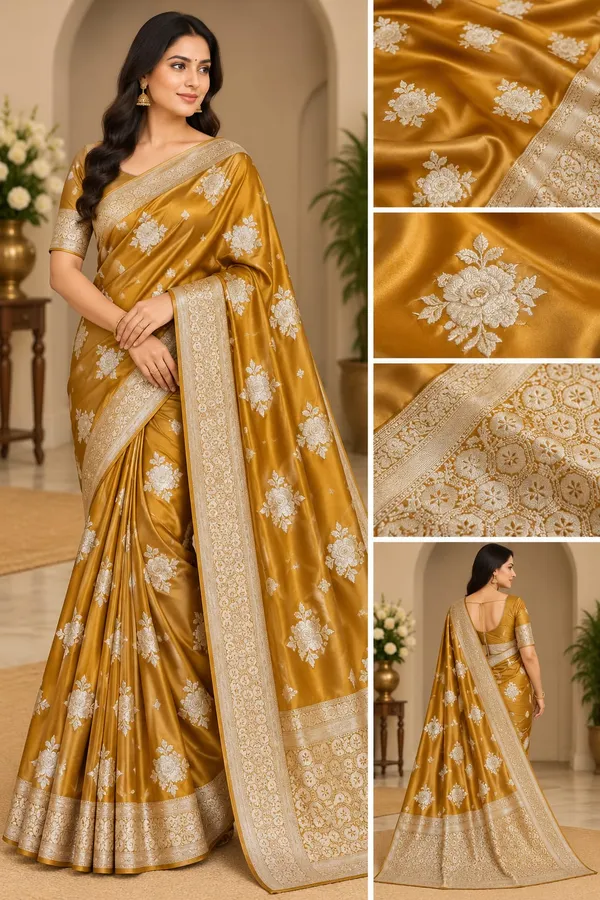 Mustard_Mashru_Silk_Saree_With_Blouse_Piece_For_Women