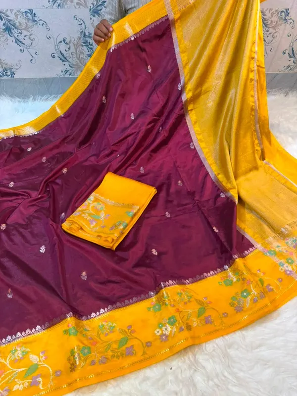 Maroon_Raw_Mango_Silk_Saree_With_Blouse_Piece_For_Women