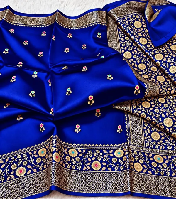 Blue_Organza_Saree_With_Blouse_Piece_For_Women