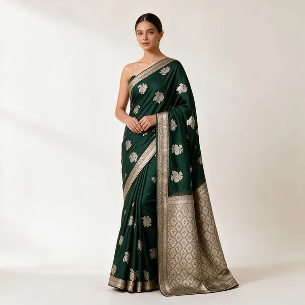 Green_Mashru_Silk_Saree_With_Blouse_Piece_For_Women