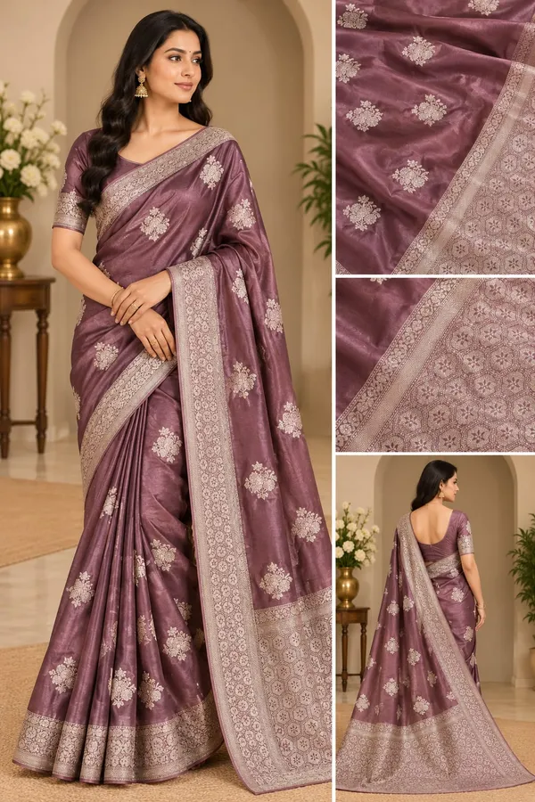 Wine_Mashru_Silk_Saree_With_Blouse_Piece_For_Women