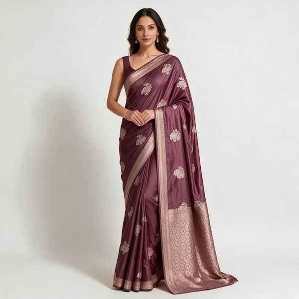 Wine_Mashru_Silk_Saree_With_Blouse_Piece_For_Women